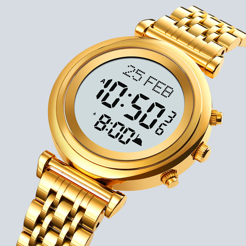 Men's SKMEI 2981 Stainless Steel Back Digital Muslim Alfajr Azan Prayer Watch