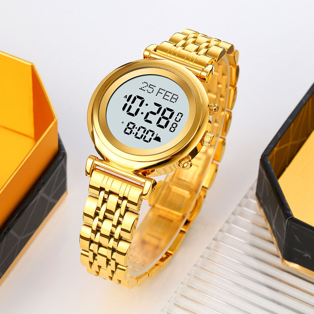 Men's SKMEI 2981 Stainless Steel Back Digital Muslim Alfajr Azan Prayer Watch