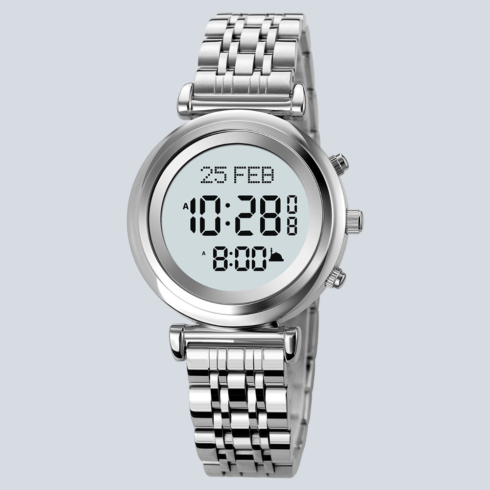 Men's SKMEI 2981 Stainless Steel Back Digital Muslim Alfajr Azan Prayer Watch