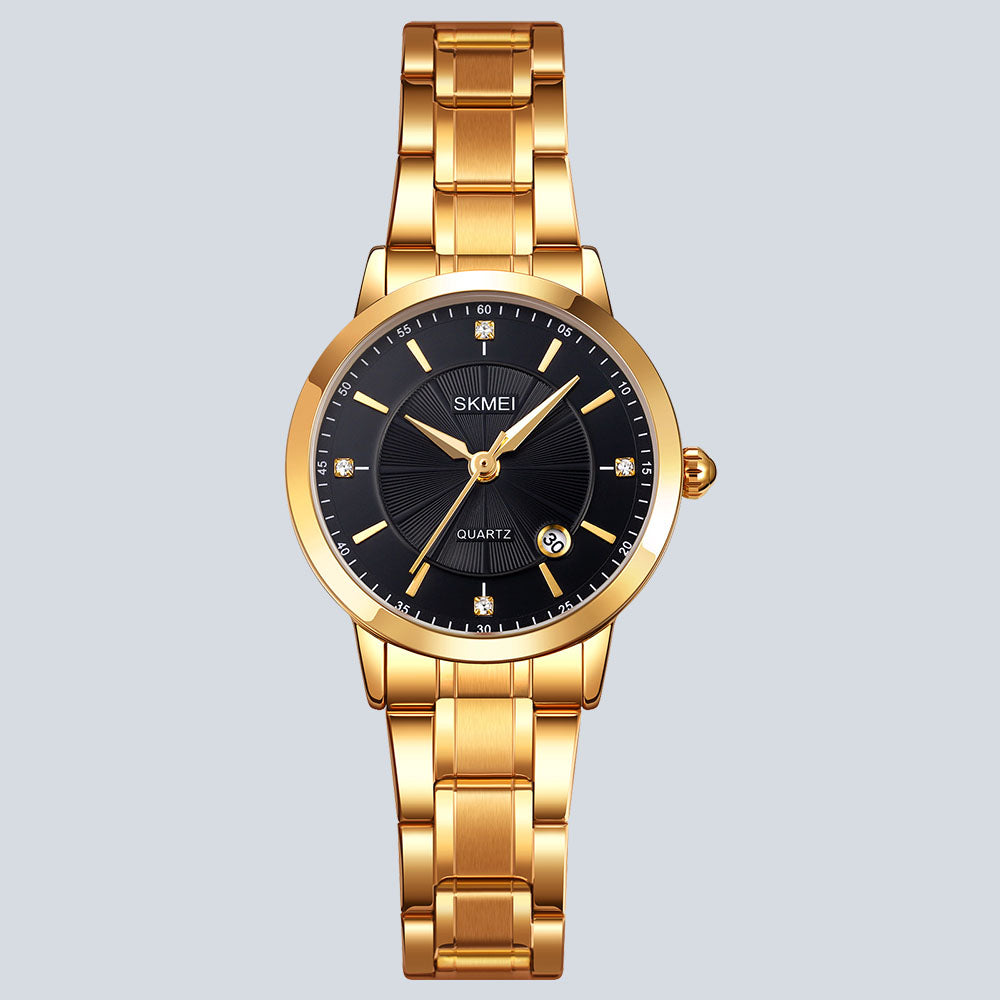 Gold Black Women's SKMEI 9181 Luxury Quartz Stainless Steel Watch