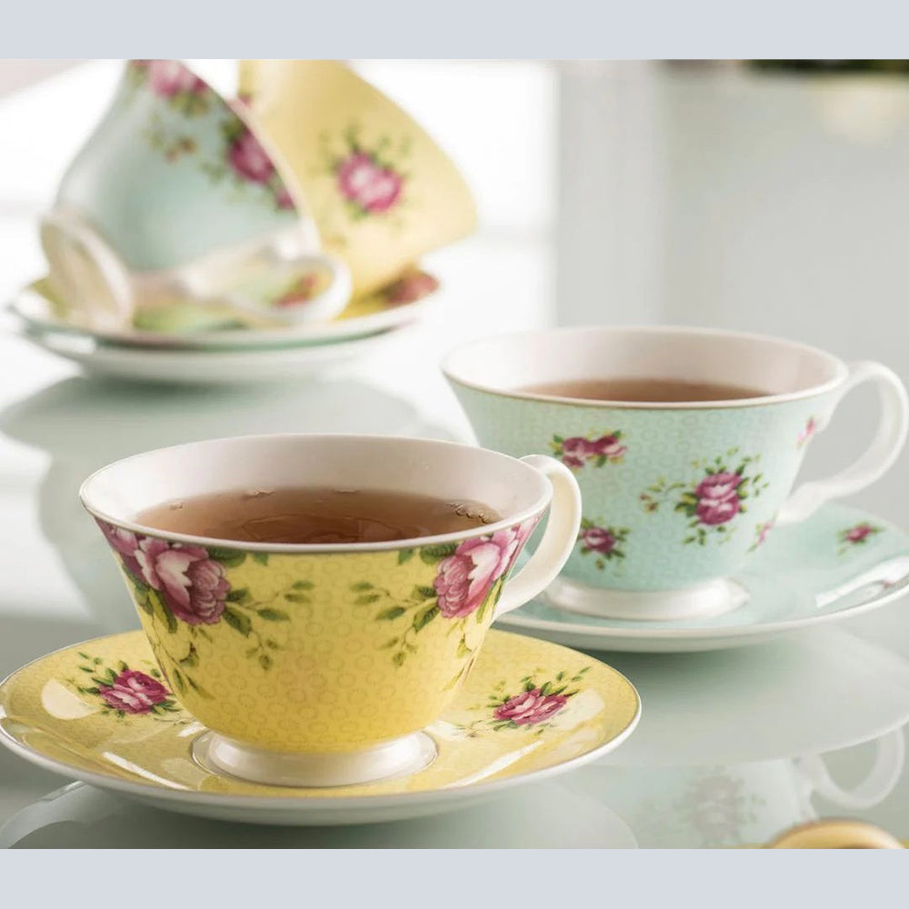 Aynsley - Archive Rose Teacups & Saucer Set of 4