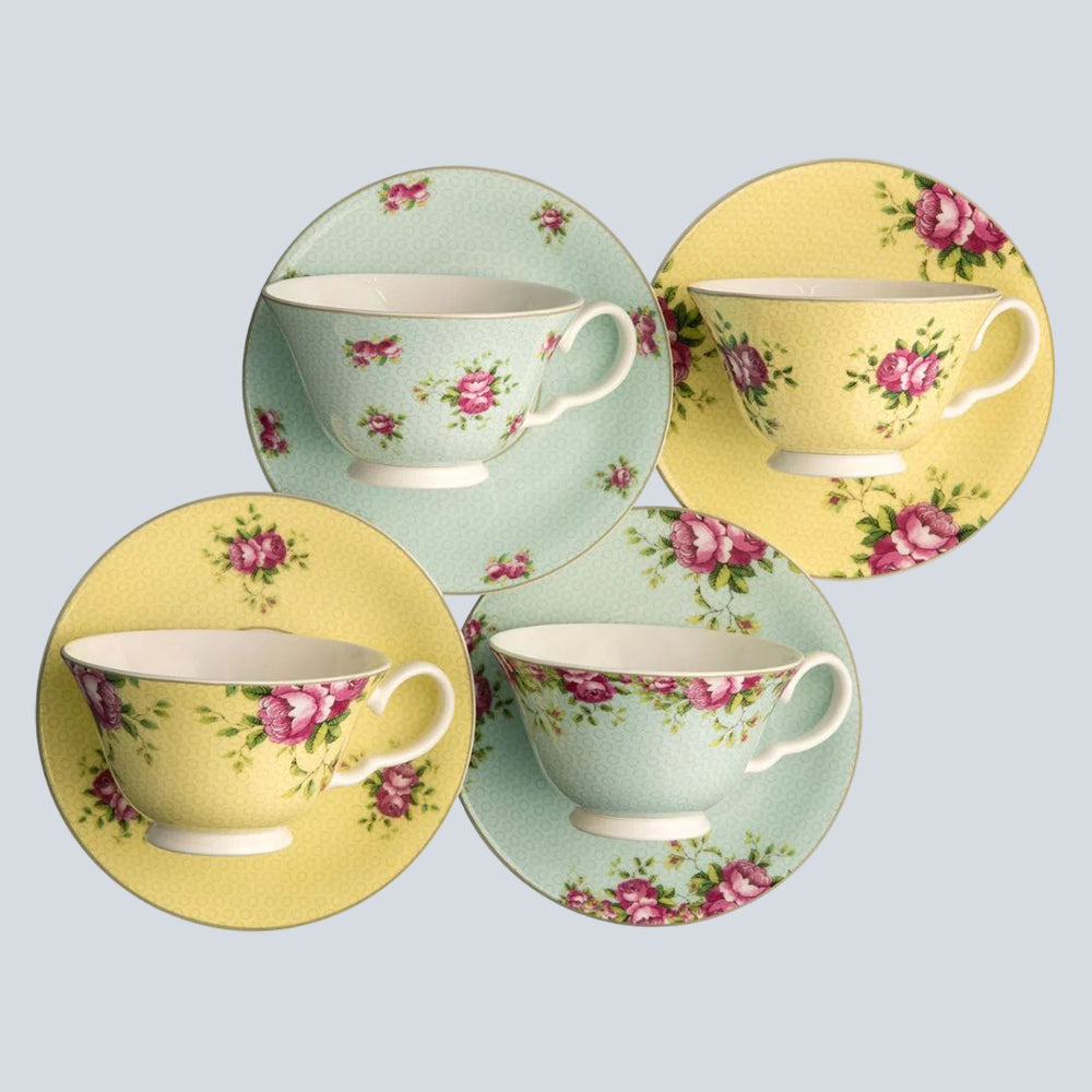 Aynsley - Archive Rose Teacups & Saucer Set of 4