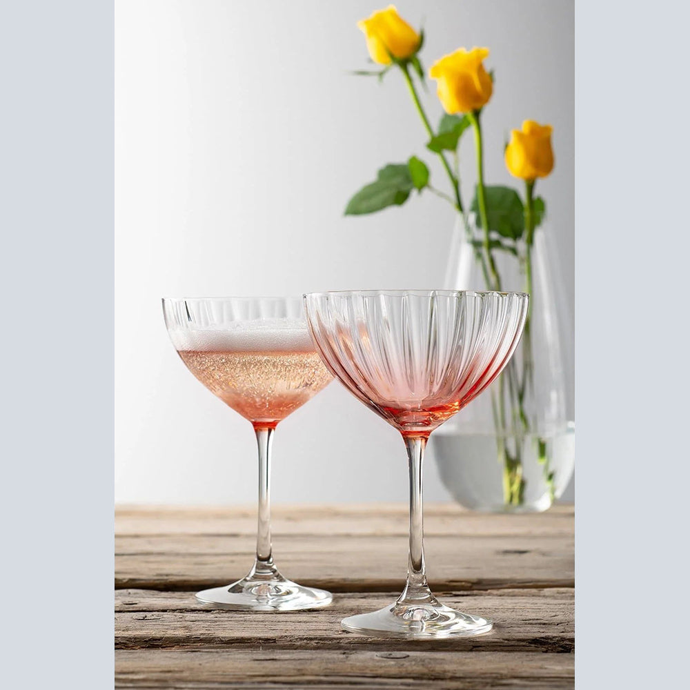 Galway Crystal - Erne Champagne Saucer Glass Pair Blush