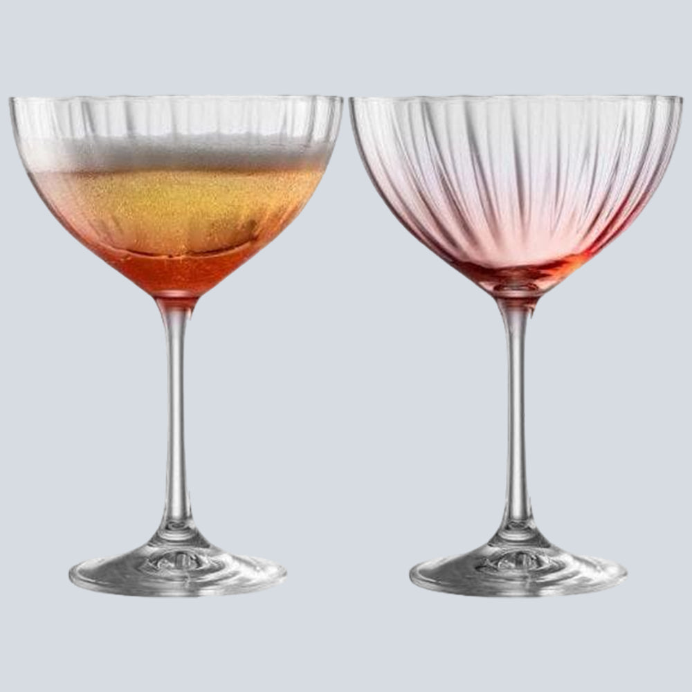 Galway Crystal - Erne Champagne Saucer Glass Pair Blush