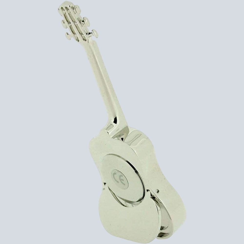 Miniature Clock - Silver Plated Free Standing Guitar