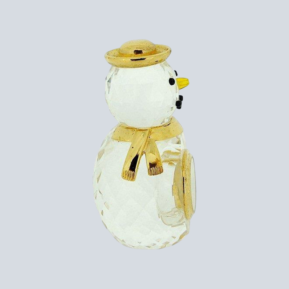 Miniature Clock - Crystal & Gold Plated Winter Snowman