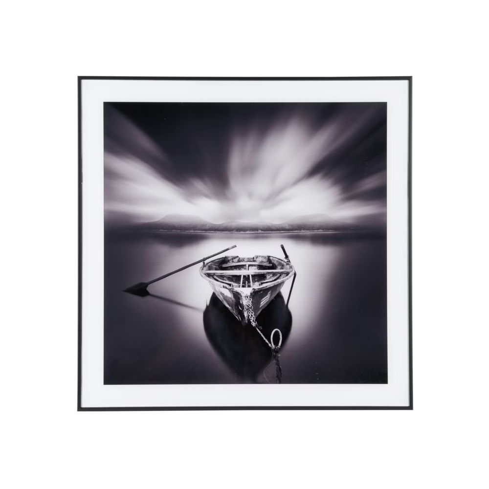 Photo Art Wandering Boat Glass Black & White Medium