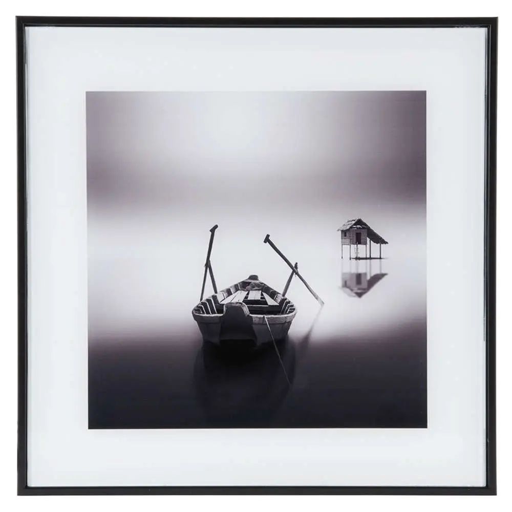 Photo Art Wandering Boat Glass Black & White Small