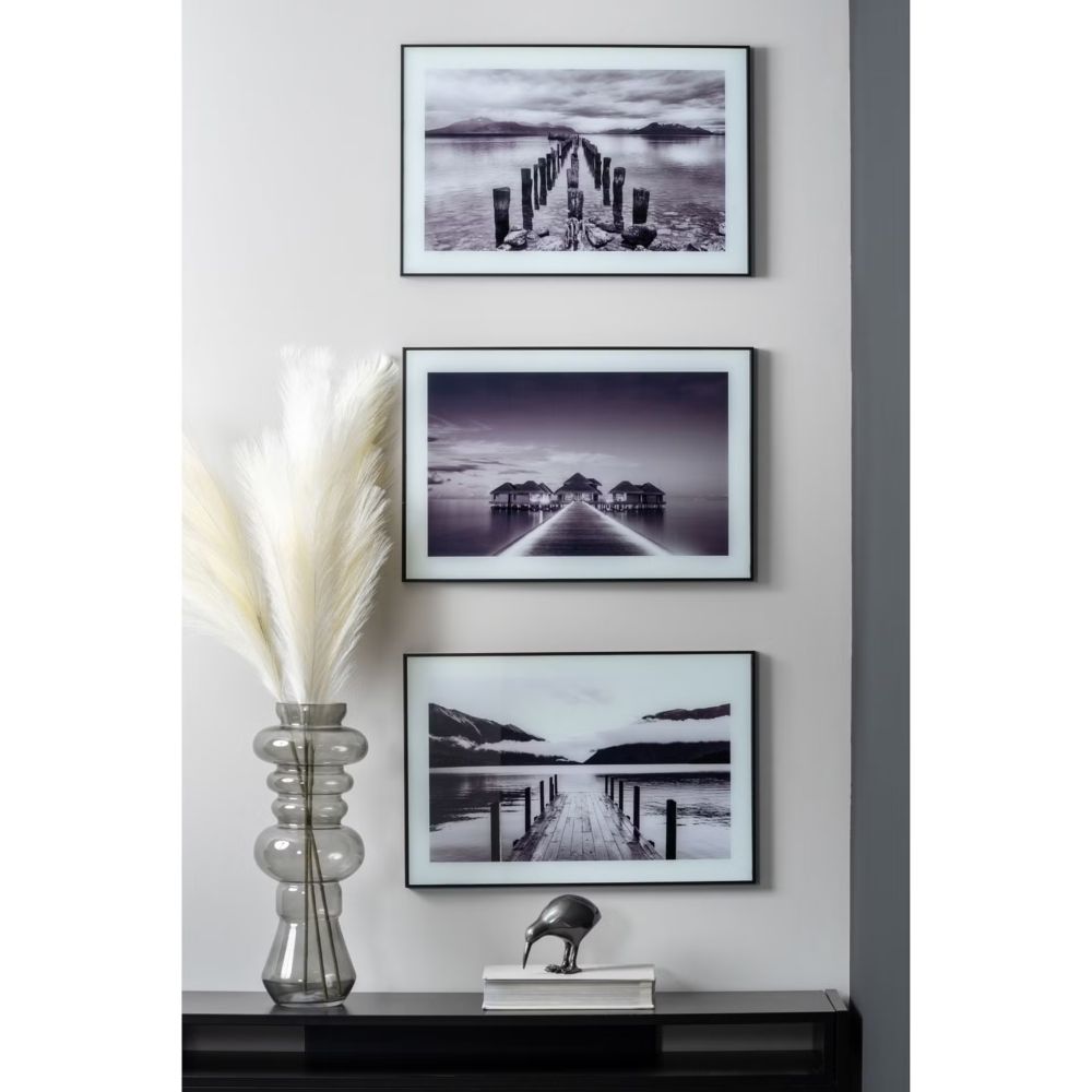 Photo Art Water Cottage Glass Black & White