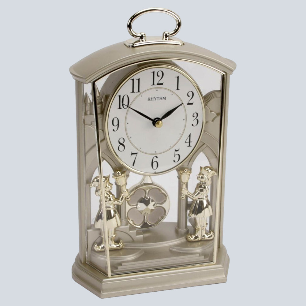 Mantel Clock - Two Tone Carriage with Swinging Pendulum