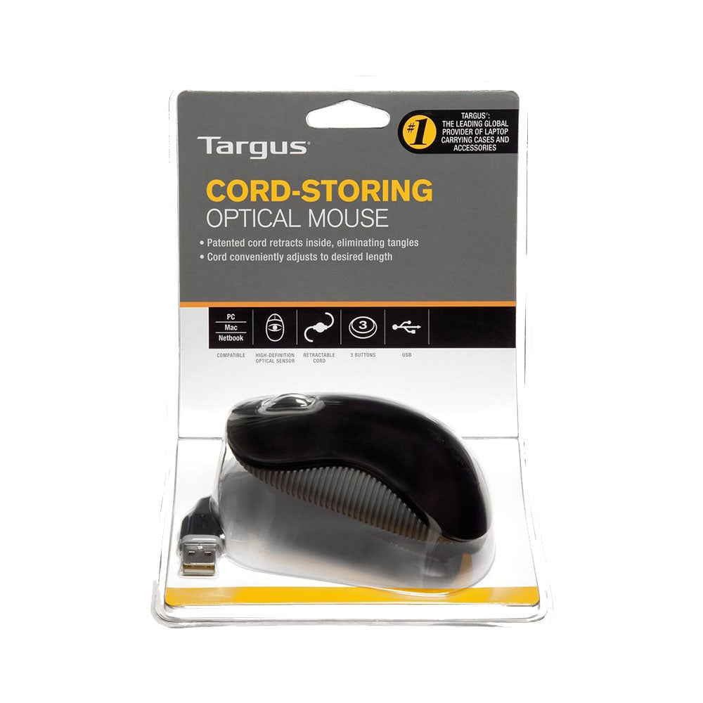 Targus Cord Storing Optical Mouse Black (AMU76EU)