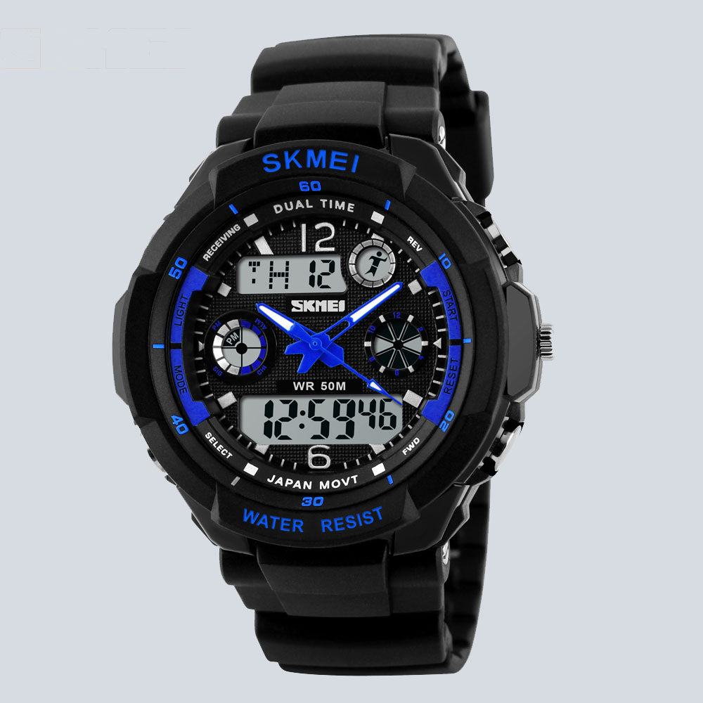 Kids SKMEI 0601 Water Resistant Dual Time Quartz Sports Watch