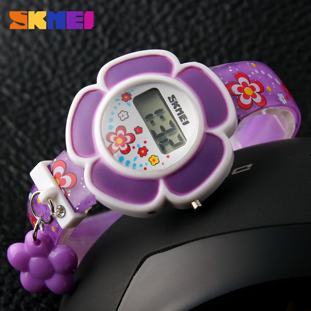 Kids SKMEI 4411 Cartoon Girl Flower Digital LED Watch