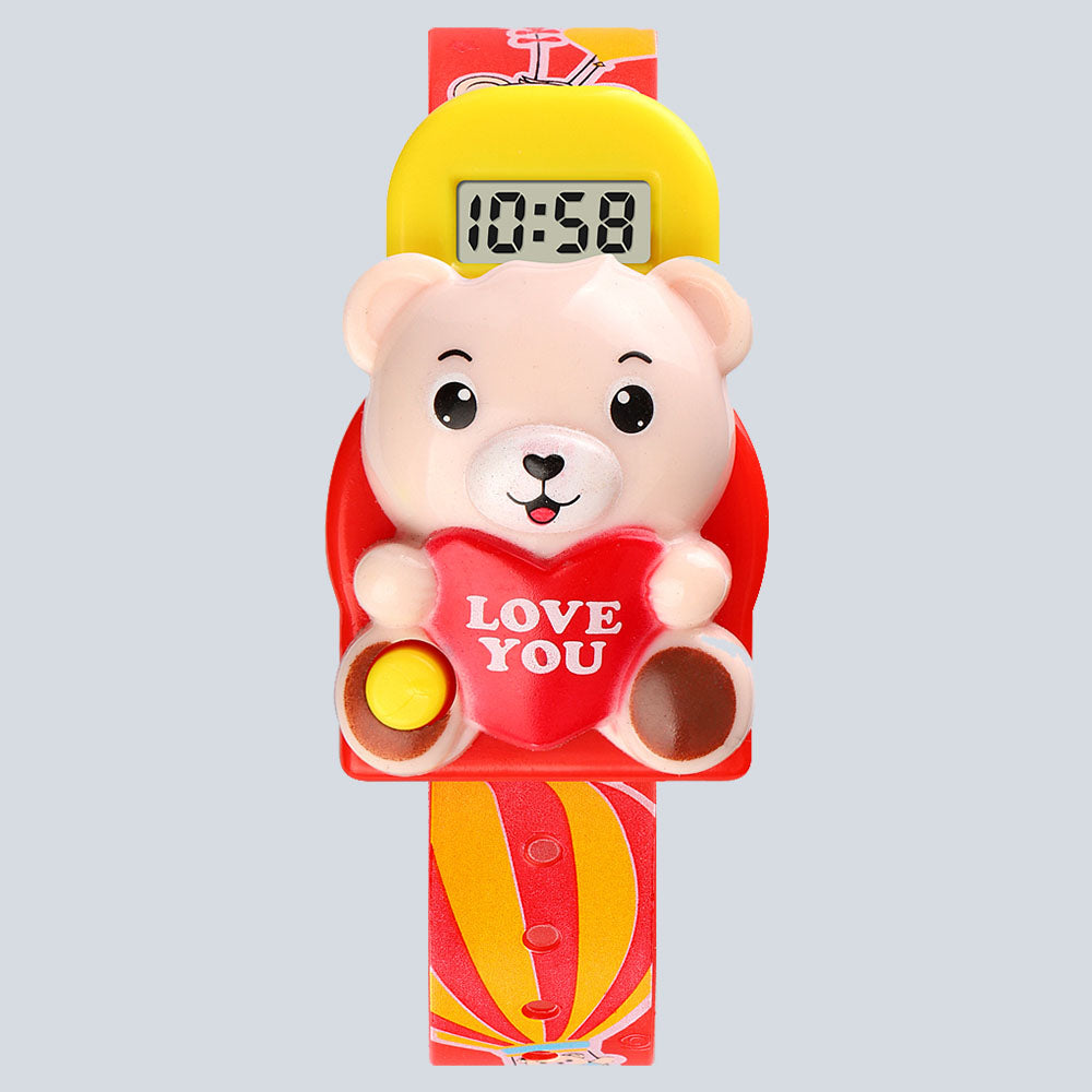 Kids SKMEI 8471 3D Cartoon Love-Heart Bear Digital Display Watch