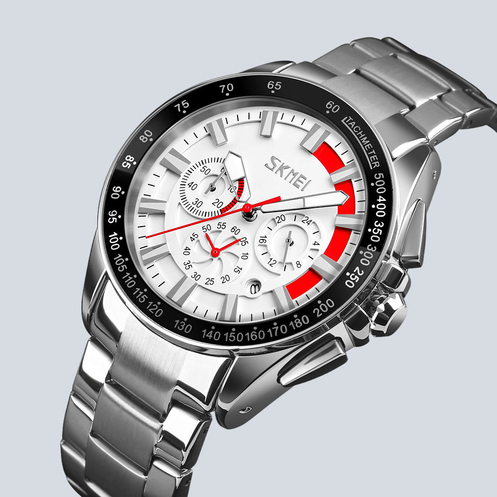 Men's SKMEI 7619 Full Chronograph Stainless Steel Watch