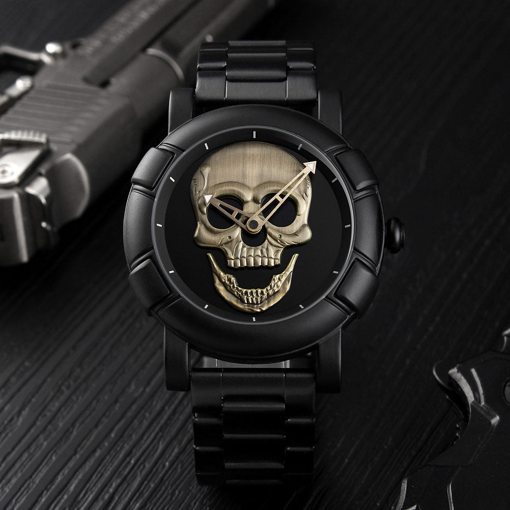 Men's SKMEI 8719 Fashion Skull Creative Stainless Steel Quartz Watch