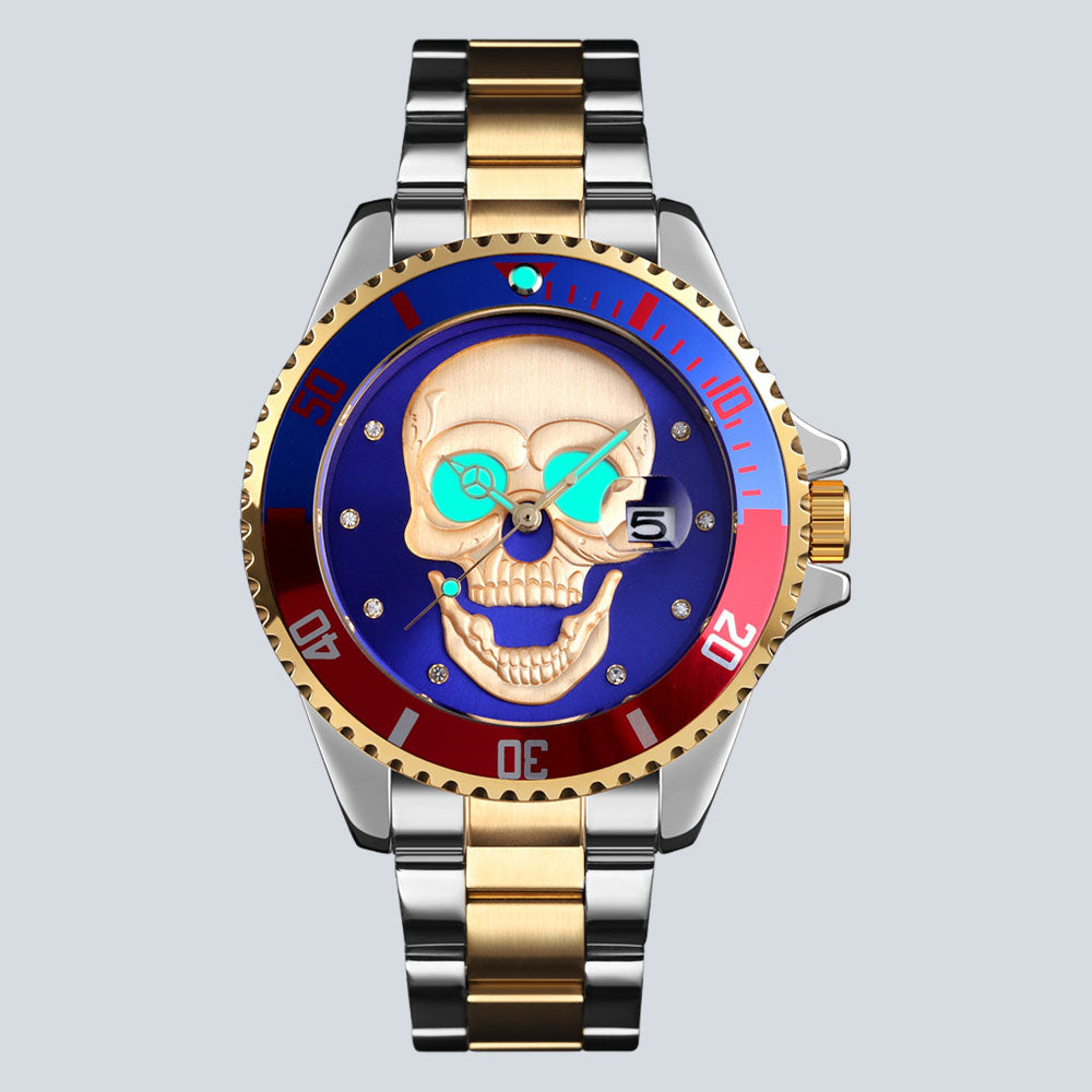 Men's SKMEI 5919 Fashion Drill Skull Nightlight Water Resistant Quartz Watch