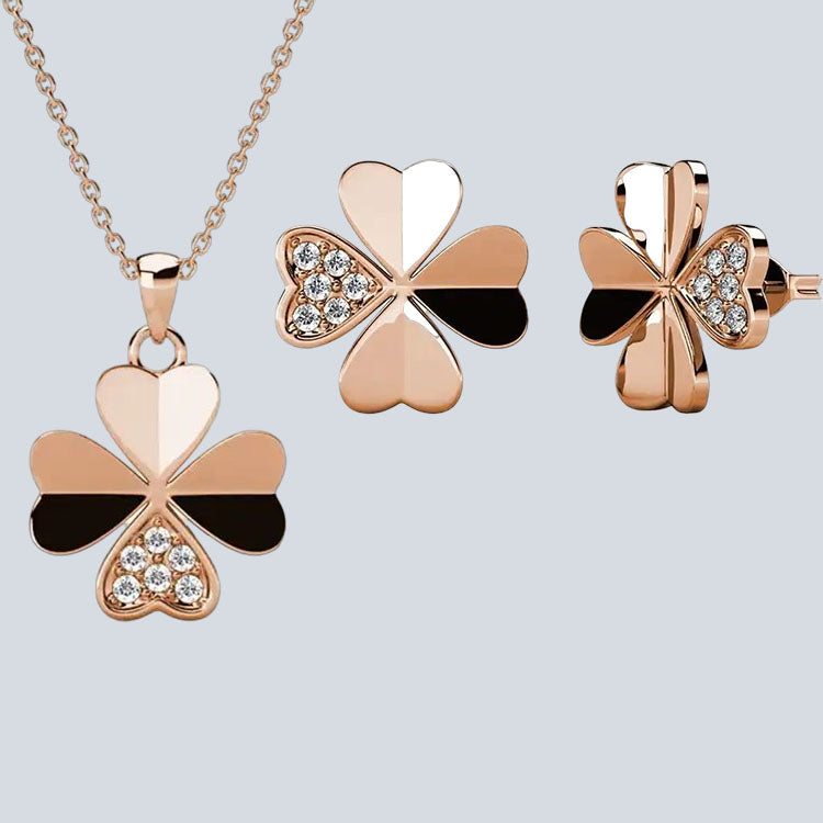 Women's Campbell & Rodgers Clover Petal Earrings & Pendant Set with Swarovski Crystals