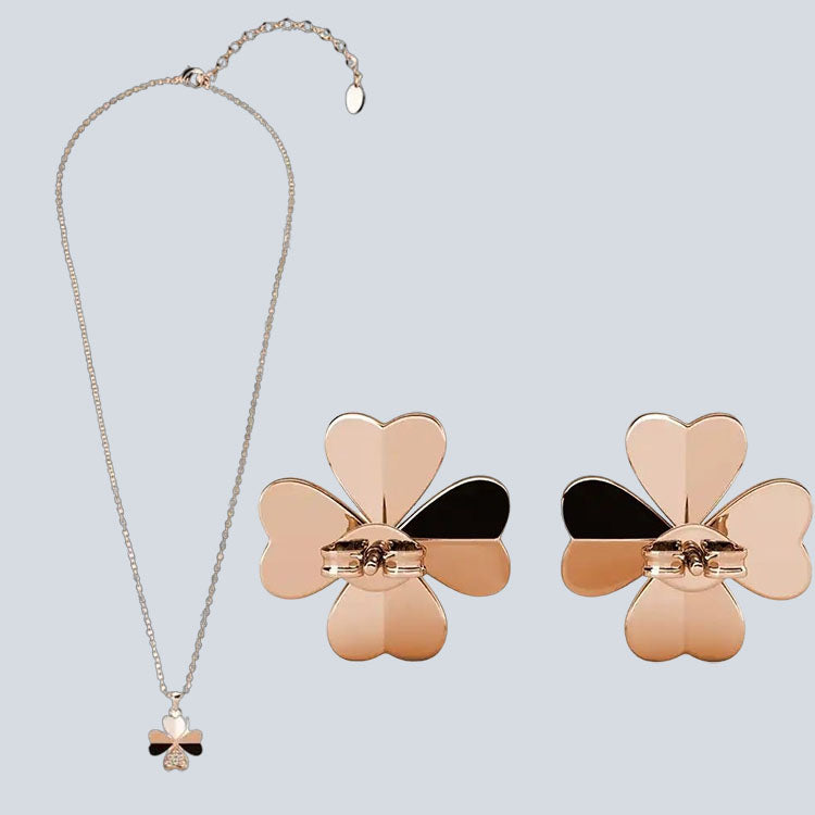 Women's Campbell & Rodgers Clover Petal Earrings & Pendant Set with Swarovski Crystals