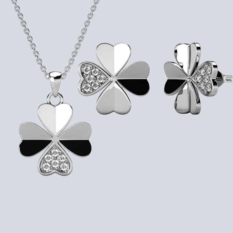 Women's Campbell & Rodgers Clover Petal Earrings & Pendant Set with Swarovski Crystals