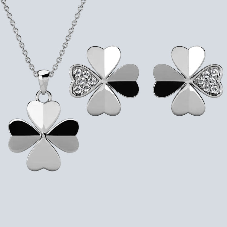 Women's Campbell & Rodgers Clover Petal Earrings & Pendant Set with Swarovski Crystals