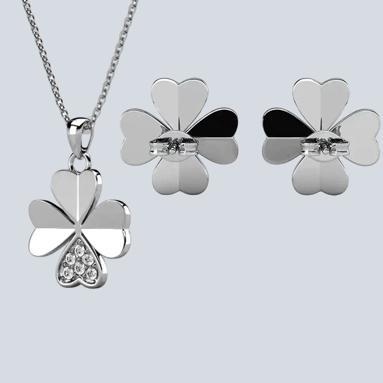 Women's Campbell & Rodgers Clover Petal Earrings & Pendant Set with Swarovski Crystals