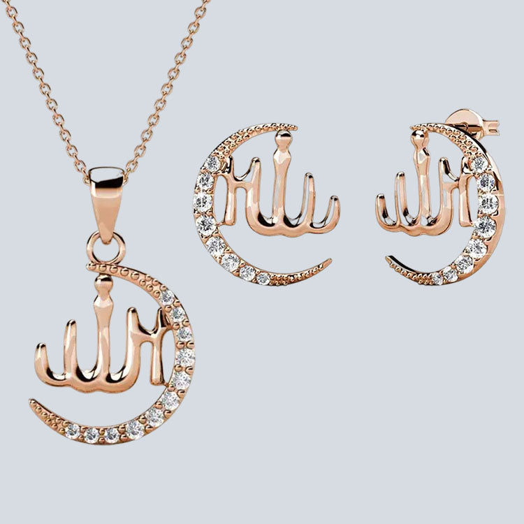 Women's Campbell & Rodgers Crescent Moon Earrings & Pendant Set with Swarovski Crystals