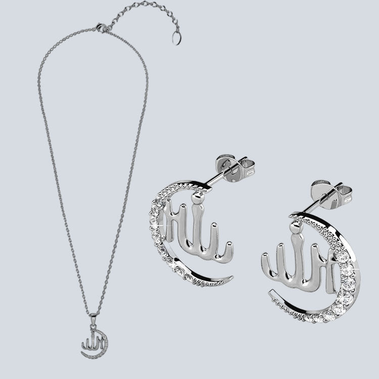 Women's Campbell & Rodgers Crescent Moon Earrings & Pendant Set with Swarovski Crystals