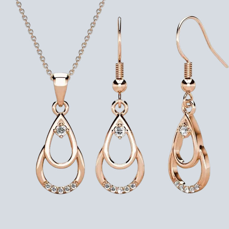 Women's Campbell & Rodgers Duo Hook Earrings & Droplet Duo Pendant Set with Swarovsk