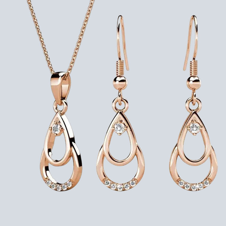 Women's Campbell & Rodgers Duo Hook Earrings & Droplet Duo Pendant Set with Swarovsk