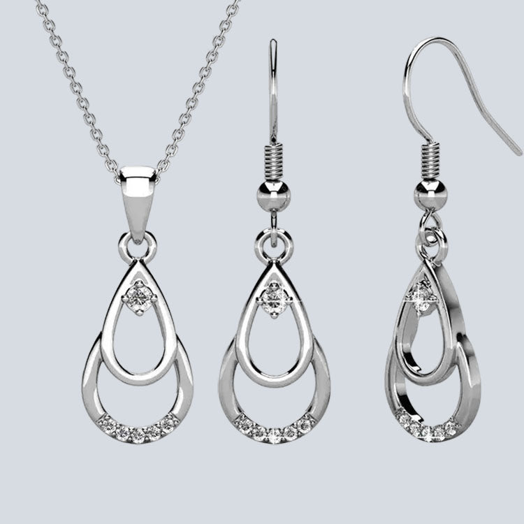 Women's Campbell & Rodgers Duo Hook Earrings & Droplet Duo Pendant Set with Swarovsk