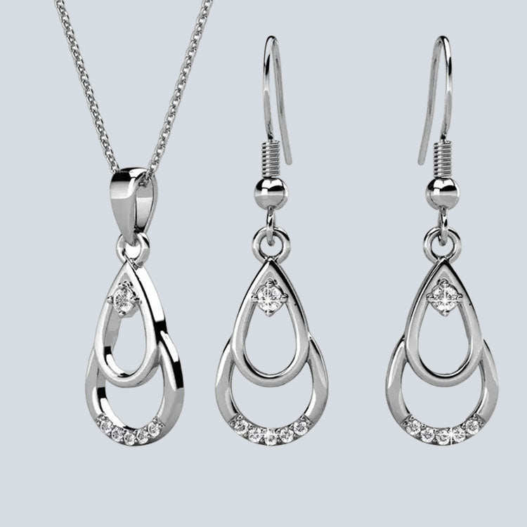 Women's Campbell & Rodgers Duo Hook Earrings & Droplet Duo Pendant Set with Swarovsk