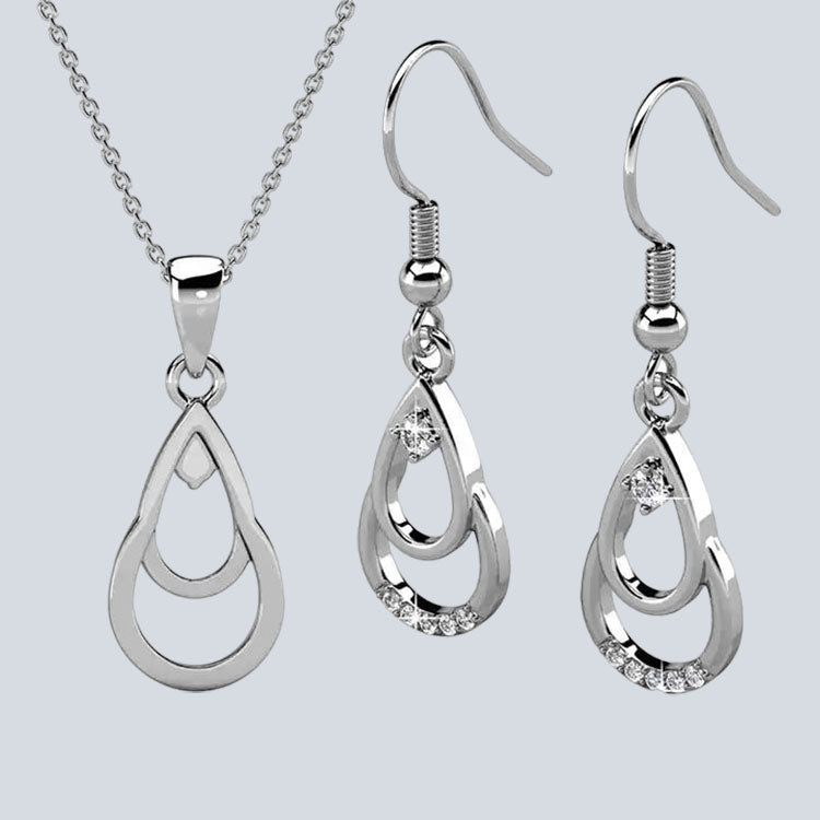 Women's Campbell & Rodgers Duo Hook Earrings & Droplet Duo Pendant Set with Swarovsk