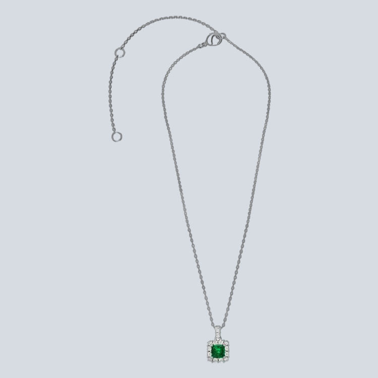 Women's Campbell & Rodgers Squarish Bloom Emerald Pendant