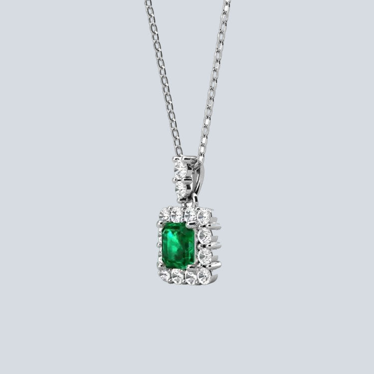 Women's Campbell & Rodgers Squarish Bloom Emerald Pendant