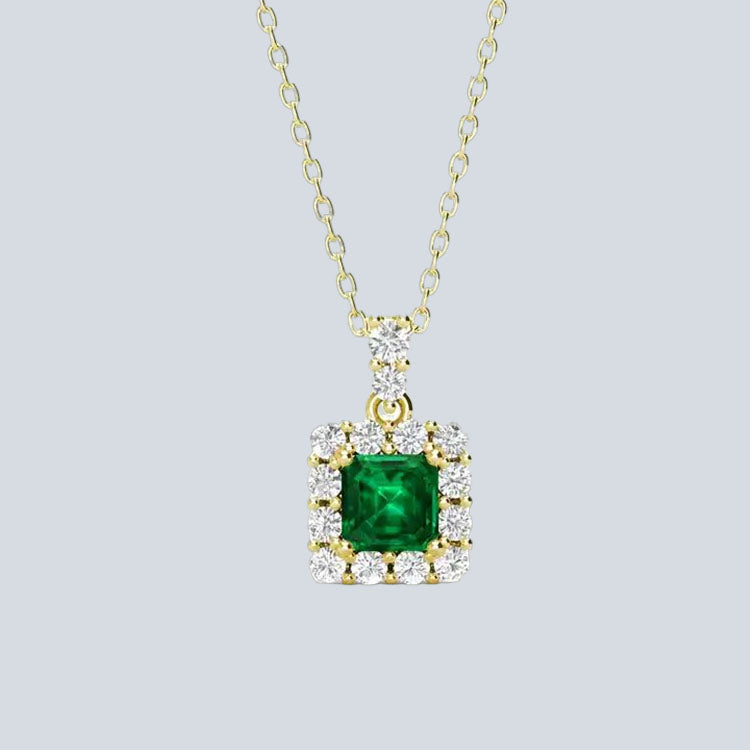 Women's Campbell & Rodgers Squarish Bloom Emerald Pendant