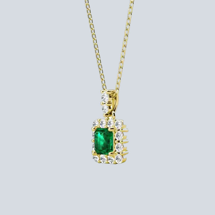 Women's Campbell & Rodgers Squarish Bloom Emerald Pendant