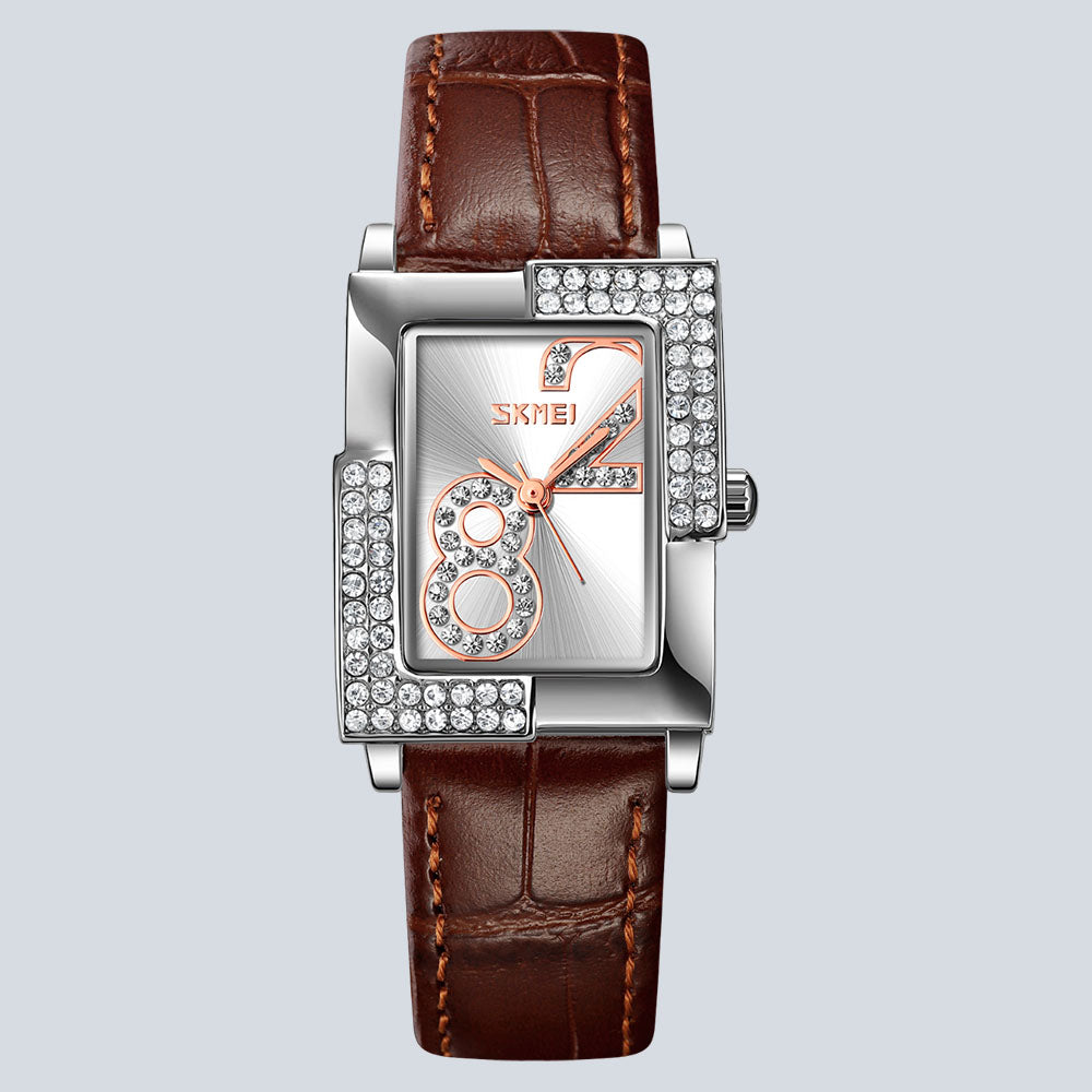 Women's SKMEI 9829 Quartz Luxury Rhinestone Time Scale Watch