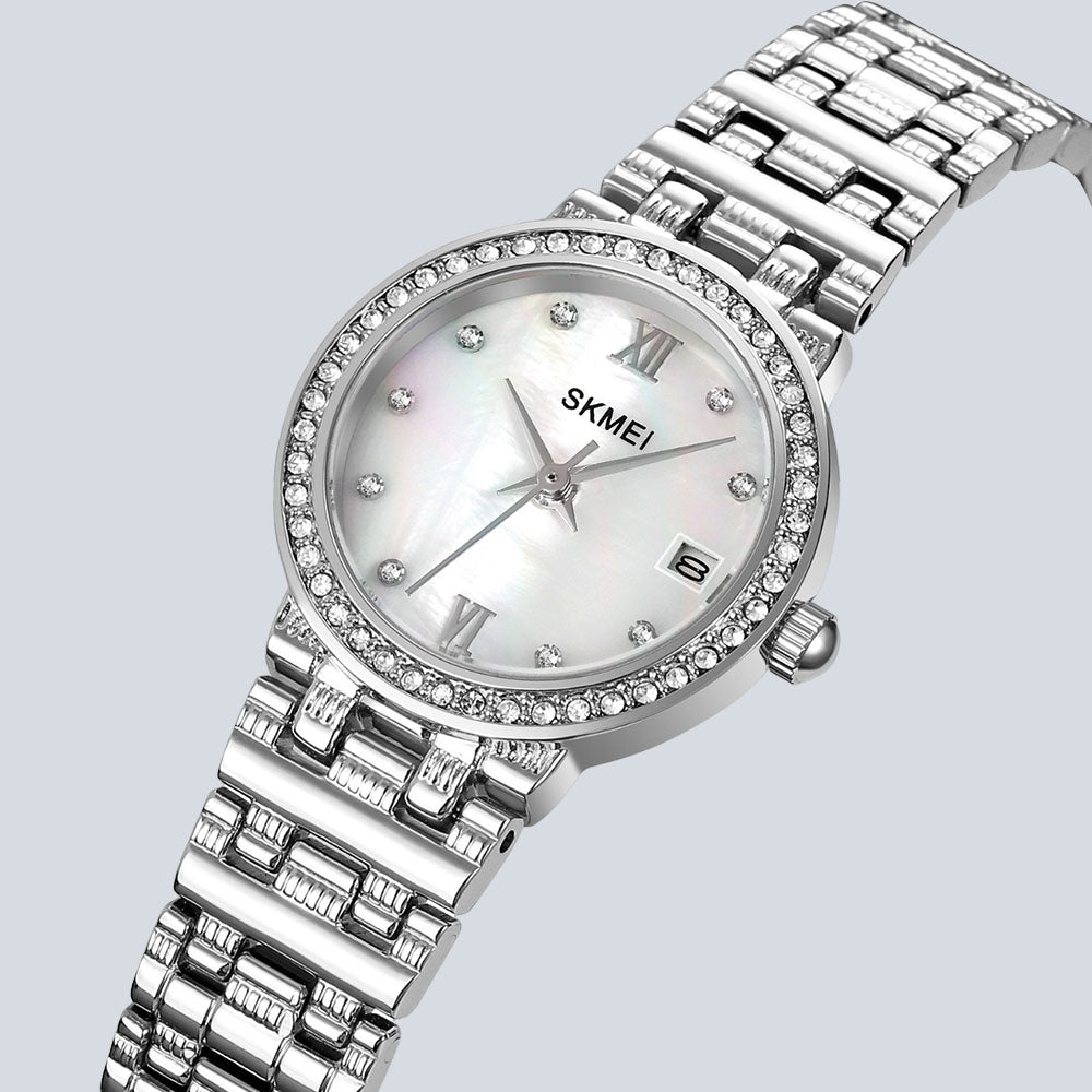 Women's SKMEI 030Q Rhinestone Slim Steel Band Quartz Watch